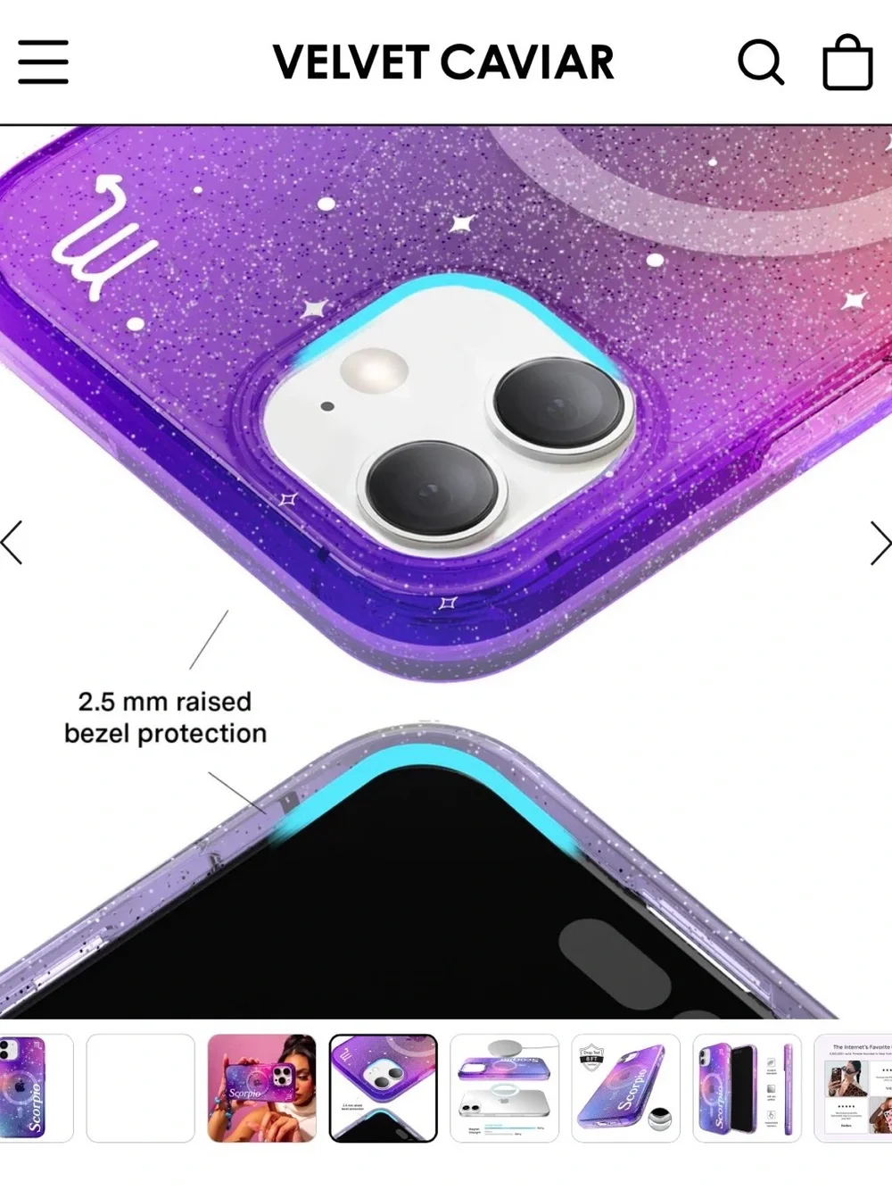 Velvet Caviar Purple Scorpio Glitter iPhone 12 Case